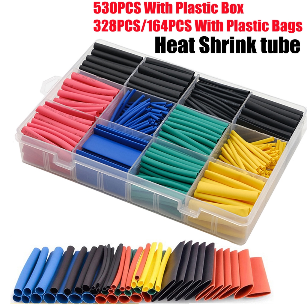 164/328/530Pcs Heat Shrink Tubing Insulation Shrinkable Tube 2:1 Wire Cable Sleeve Kit