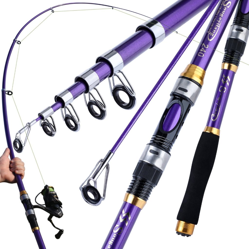 Full Set Spinning Fishing Rod and Reel Telescopic Carbon 1.8/2.7m Aluminum Spool with Line Lure - Image 3
