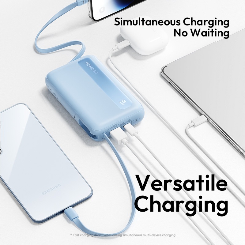 Romoss PPR20 20000mAh Super Fast Charging Built-in Cables Large Capacity UltraThin Compact Powerbank - Image 6
