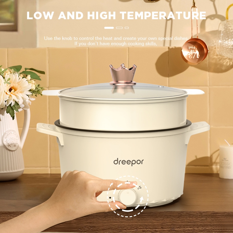 Dreepor Multi Electric Cooker Rice Cooker Hot pot Cooker Non Stick Pan With Steamer - Image 4