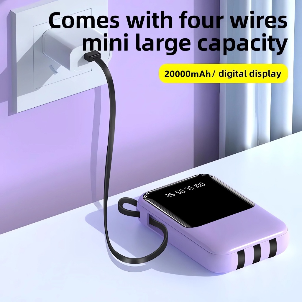 original good quality Power Bank 10000mAh Mini Powerbank Built in Cables Portable fast charging - Image 6