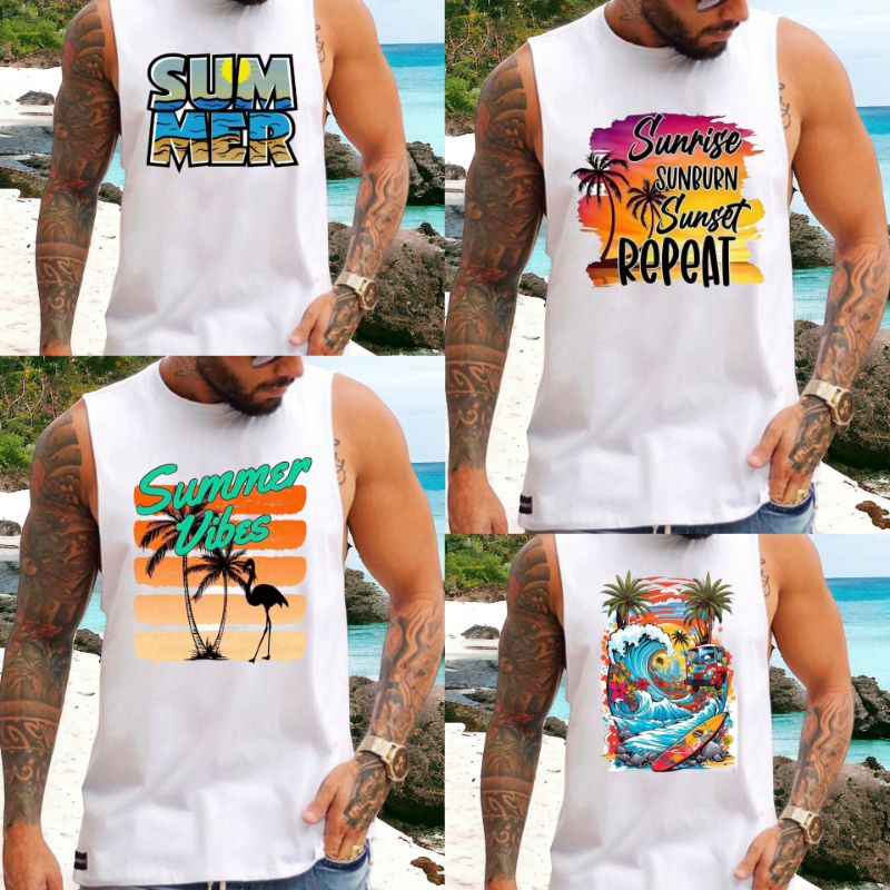 Summer Muscle Tee/Sando For Men (Graphic Design Premium Sublimation High Print ).