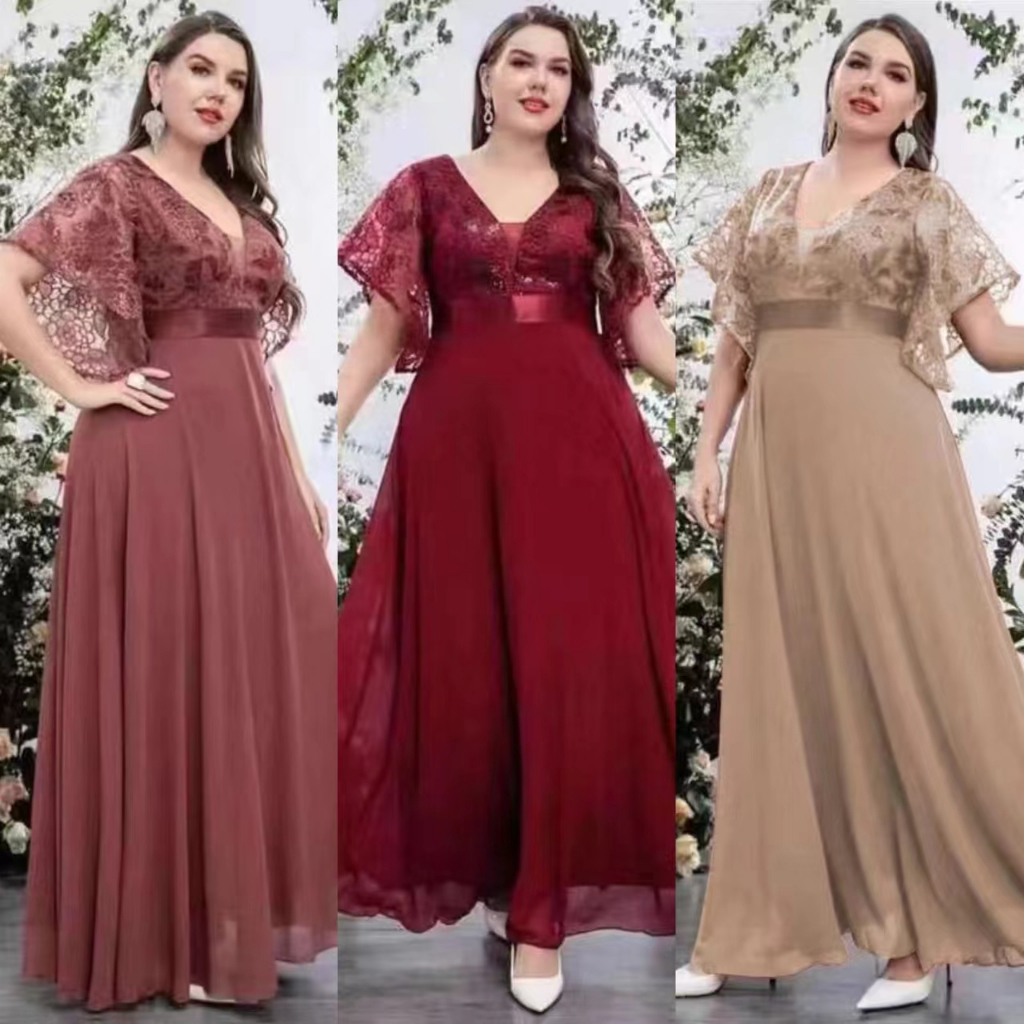 Lace long plus size dresses best sale