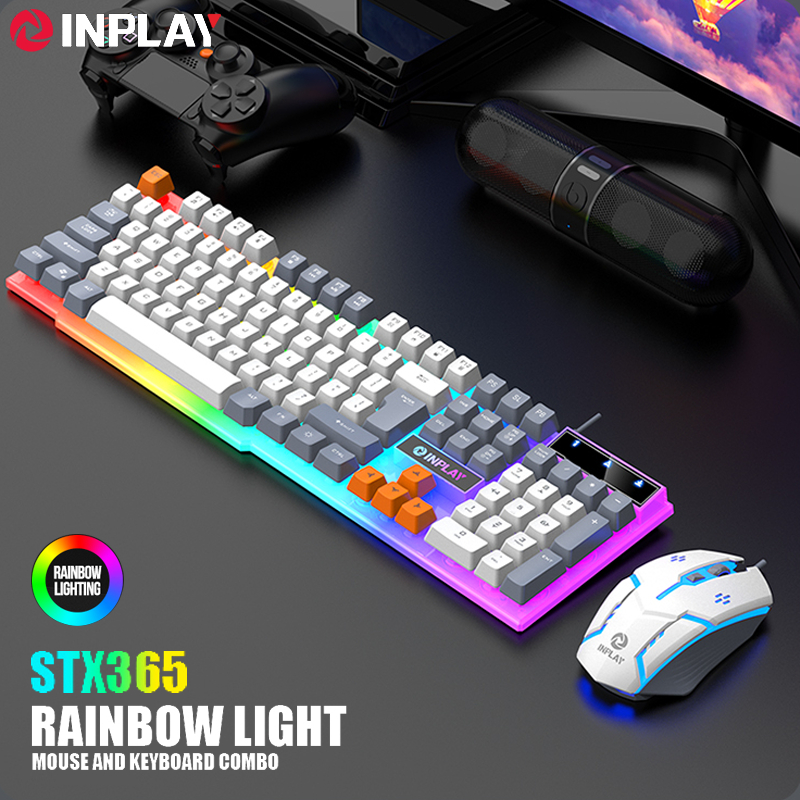Inplay STX365 Colorful Keyboard and Mouse Set Combo Wired Gaming Keyboard Mouse Set For Pc Laptop