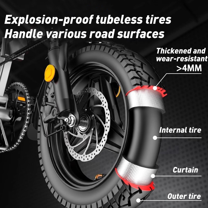 Electric bike for adult foldable Two Wheels e bike 48V12A 14 inch Multiple shock absorbers ABS brake - Image 6