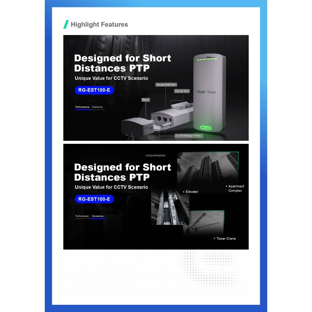 Ruijie | RG-EST100-E | 2.4GHz Dual-stream 500m Wireless Bridge - Image 2