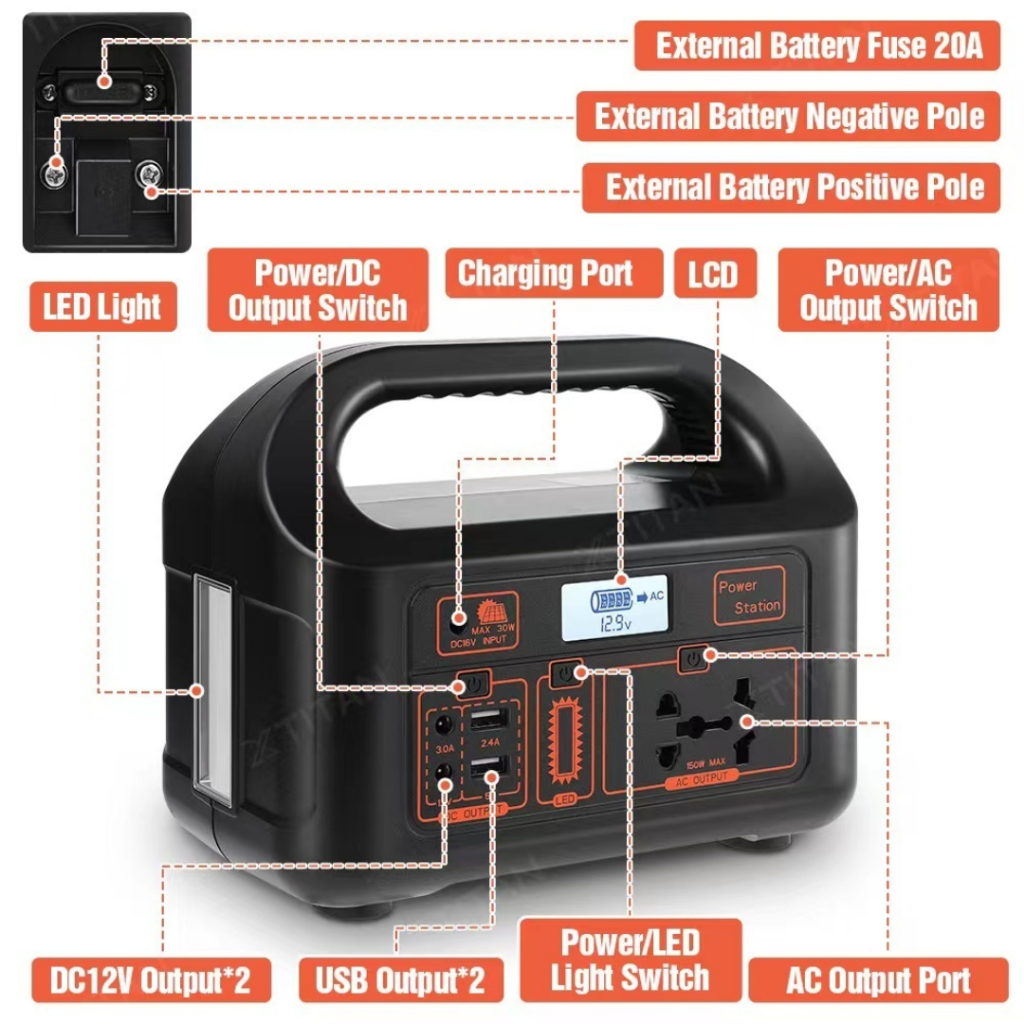 power station 220v 150w power station multi-function portable big capacity solar generator station - Image 7