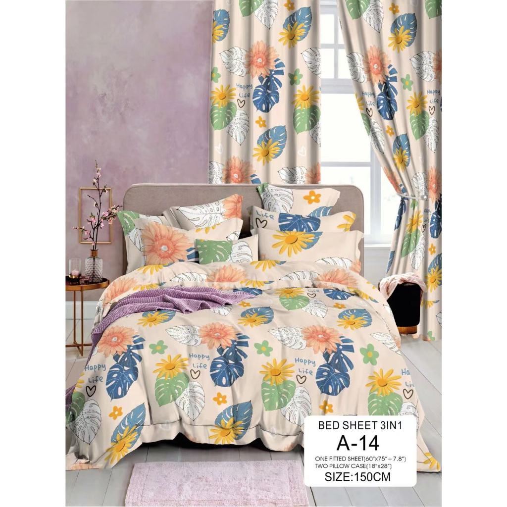 3 in 1  Bed sheet Cotton Full Garterized Fitted Bedsheet with 2 pcs Pillow case - Image 5