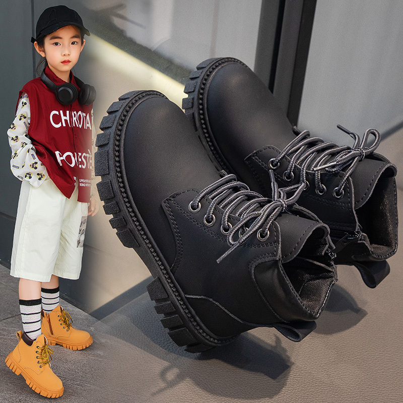 JUSTSL Fashion Children's Short Boots Korean Version Boots Lace-Up Leather Boots 6-10 yearold - Image 4