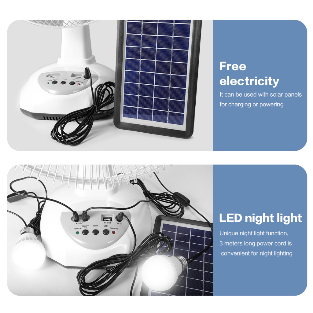 Gold Star Solar Electric Fan Solar Rechargeable Solar Table Fan Solar Stand Fan With Solar Panel - Image 3