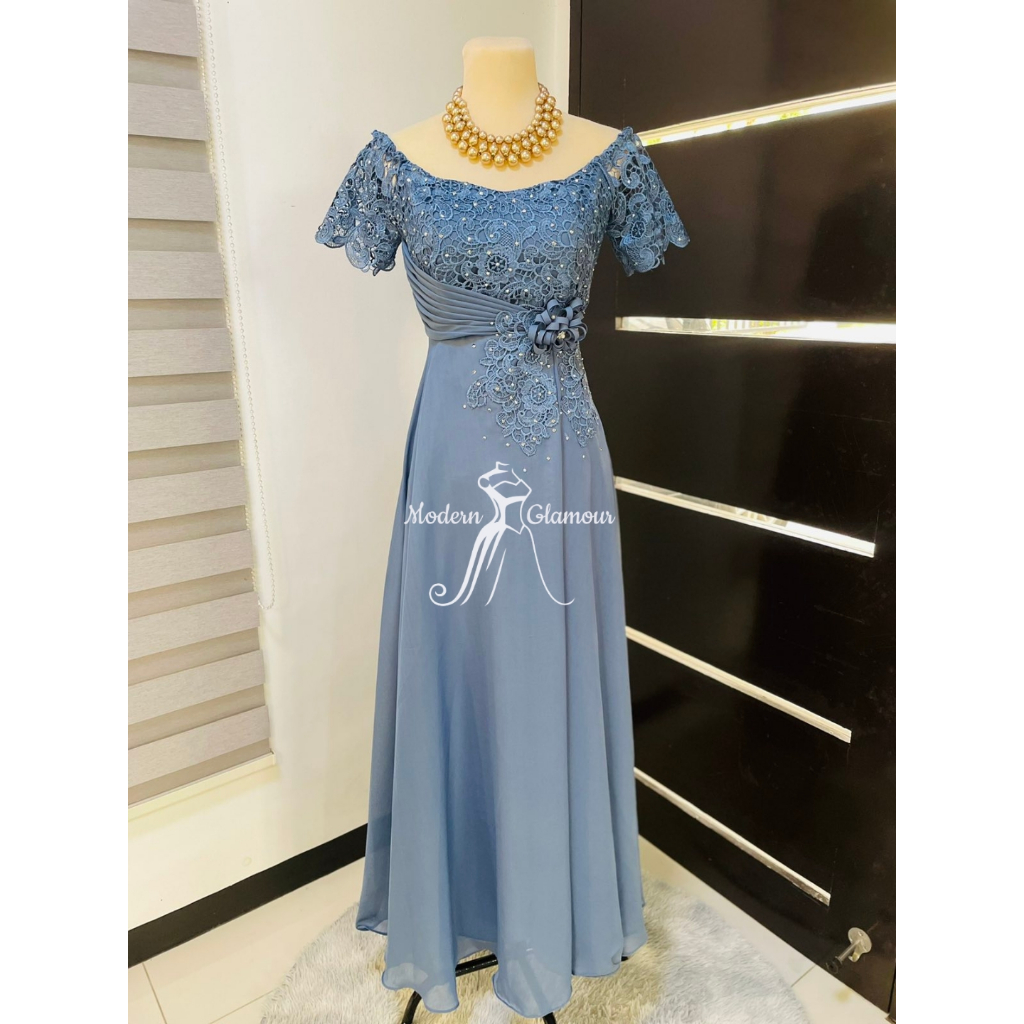 Shop dusty blue dress for ninang for Sale on Shopee Philippines