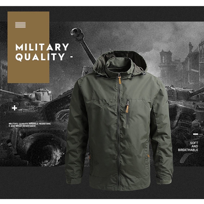 Men's Jacket Waterproof Outdoor Large  Zip Hooded Jacket - Image 3