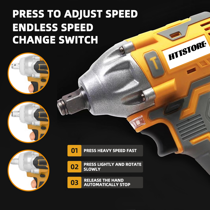 HTT Impact Wrench Electric Cordless Ratchet Driver With Batteries Powerful Rechargeable — view 3