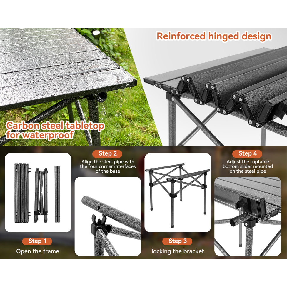 Folding Outdoor Camping Table Portable Chairs Set High Strength with Carrying Bag for Picnic Yard - Image 4