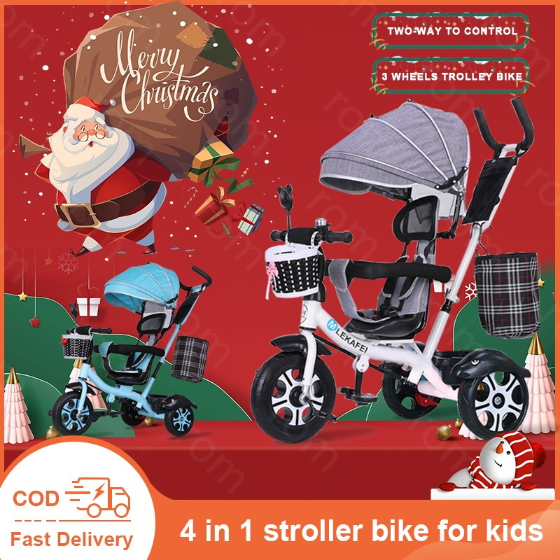 4 In 1 baby stroller bicycle kids tricycle bike for kids stroller bike Trolley Bike for baby - Image 3