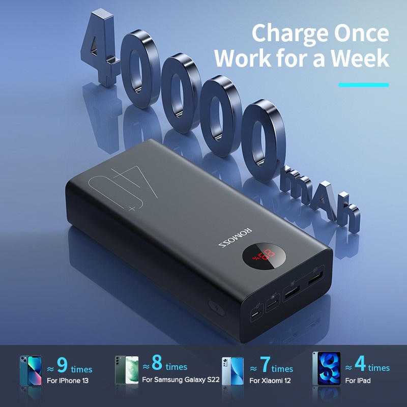 Romoss Pea40 40000mah 18w / Pea40pf 22.5w Power Bank Pd20w Qc 3.0 Two-Way Fast Charging Powerbank - Image 3