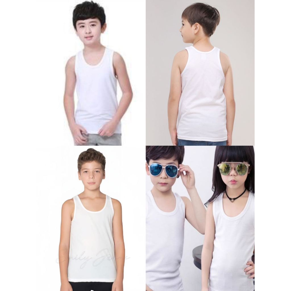 COD New FASHION  Unisex Makapal Makapal Plain White Round Neck T-Shirt and sando - Image 5