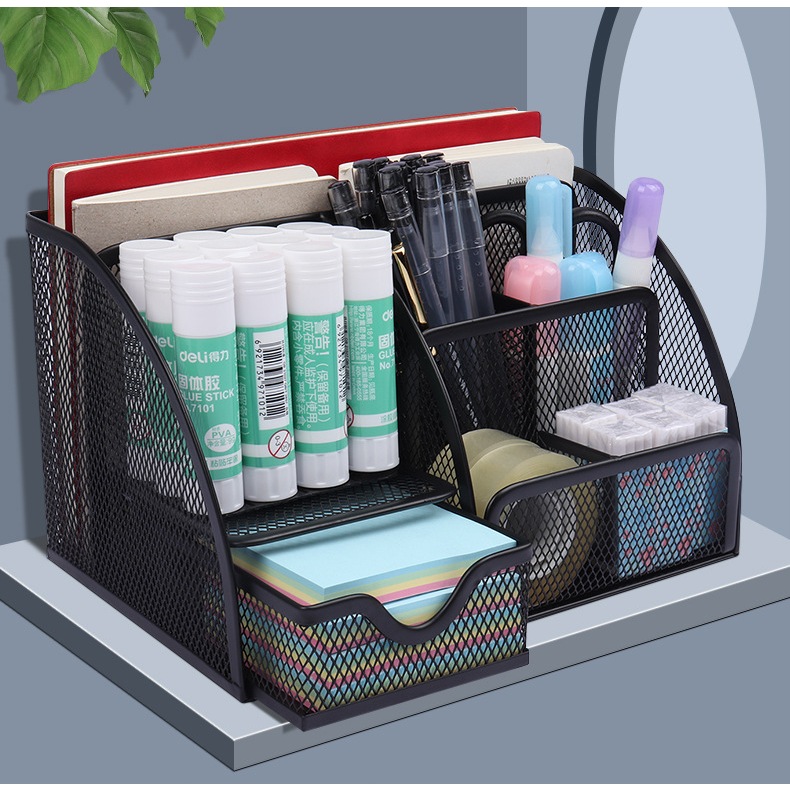 7-Grid Desktop Pen and Stationery Organizer