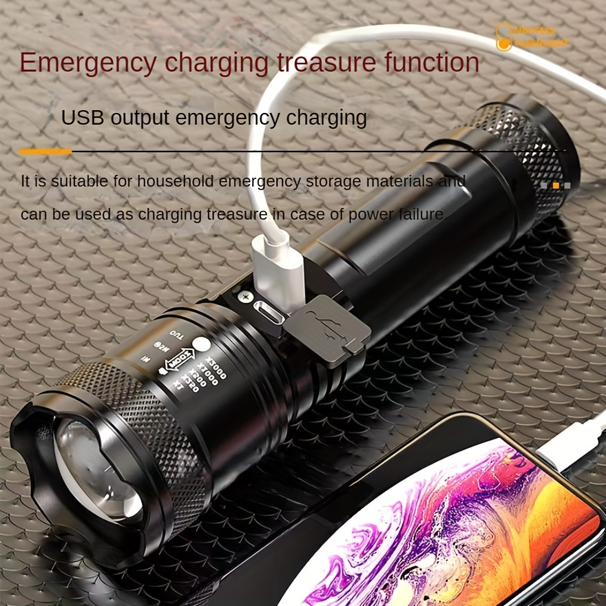 LED Flashlight rechargeable waterproof heavy duty XHP50 Zoomable Headlight flashlight Camping 1000m - Image 2