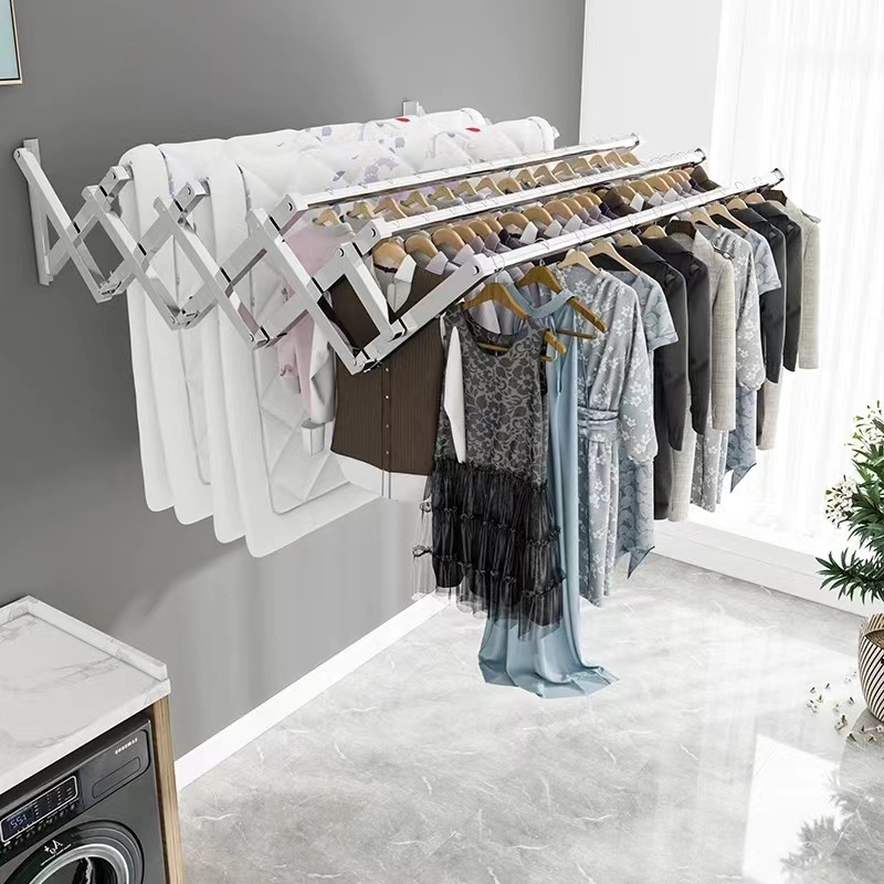 Retractable Foldable Sampaya Stainless Wall Mounted Clothes Drying Rack Hanger stand Clothes Rack - Image 2