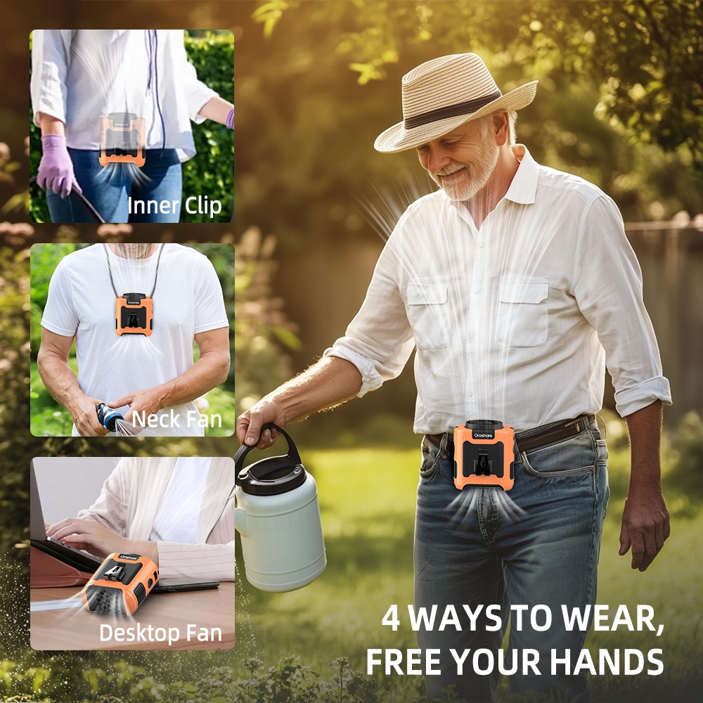 Orashare K50 10000mAh Portable Waist Cooling Fan 3 in 1 Outdoor Fan With Light 5 Speed Wind Clip Fan - Image 4