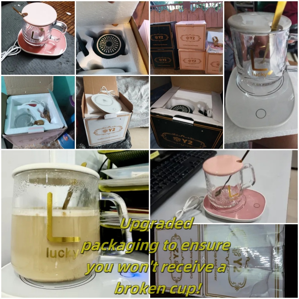 Y2 Ceramic Coffee Cup With Automatic Heating Pad 55°c Coffee Warmer Temperature Christmas Gift - Image 2