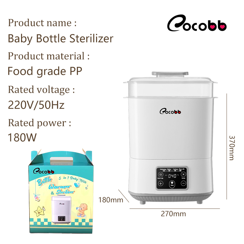 COCOBB 5 In1 Baby Bottle Sterilizer And Dryer Large Capacity Milk Warmer Steam Auto Shut-Off - Image 8