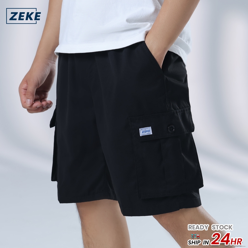 ZEKE Men Cargo Shorts Cutting Straight Cut lalaki Trouser Tactical Five Pocket Working Carg Pants