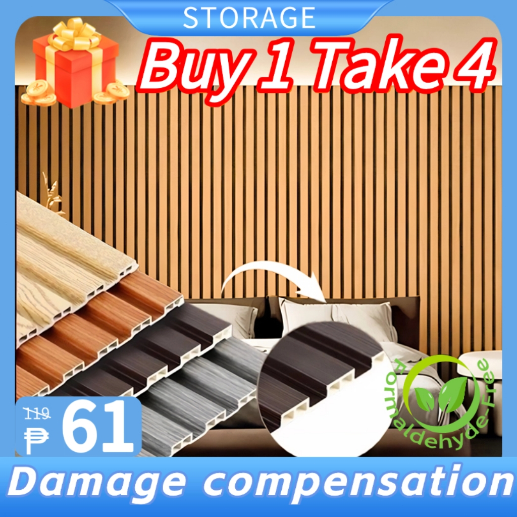 PVC Wall Panel Solid Wood Grain Waterproof No Tools Needed 3D Grille Design TV Wall Decor