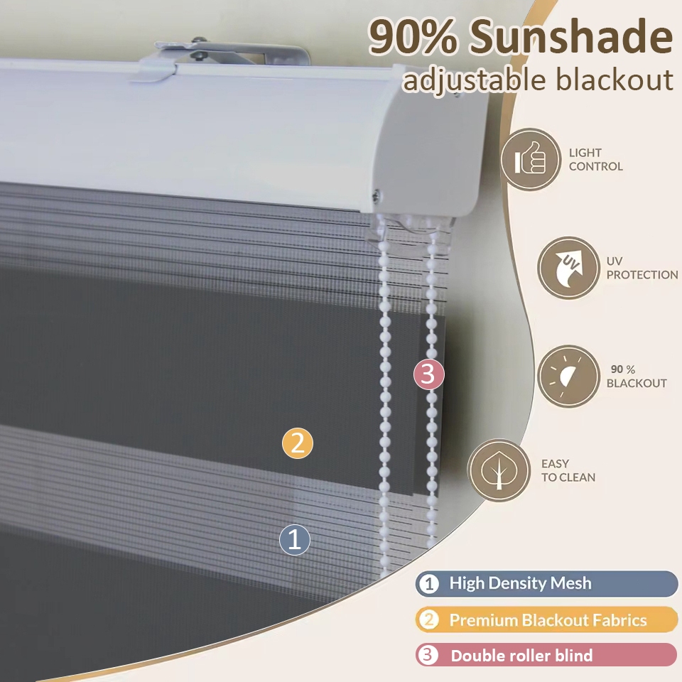 180cm/160cm/150cm/120cm/90cm Curtain Blinds for Windows Korean Blinds Venetians Duo Roller Blinds - Image 7