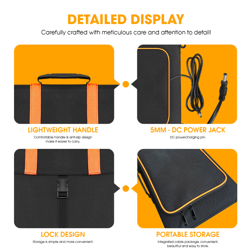 NSS Foldable Solar Panel Charger Outdoor Portable Solar Charger 18V 200W USB Type-C Fast Charge - Image 6