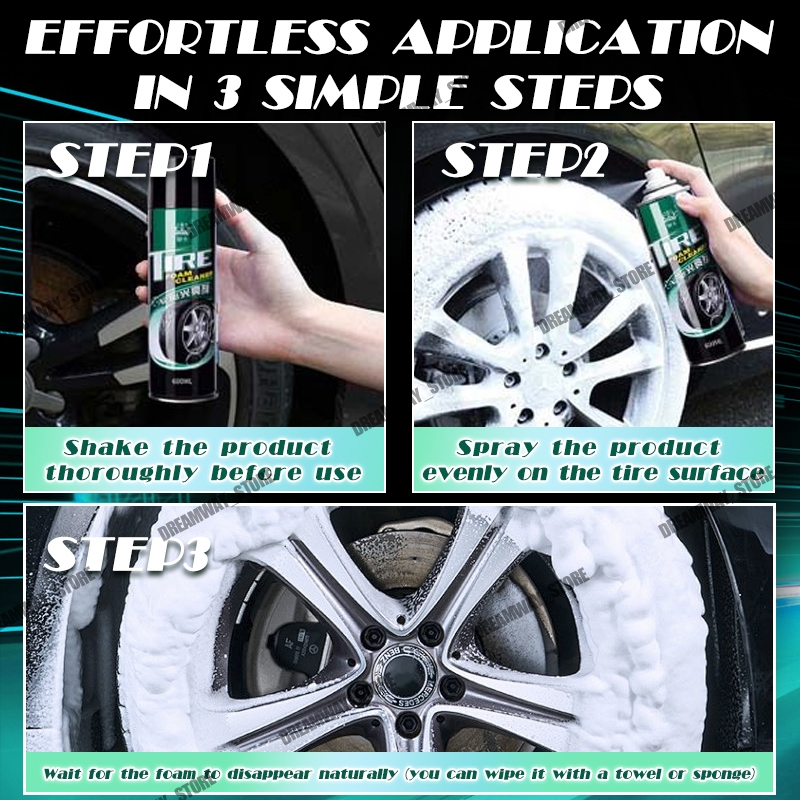 Car Tire Foam Cleaner Black Tire Wax Emulsion High Gloss Spray Cleaner Tire Polish - Image 8