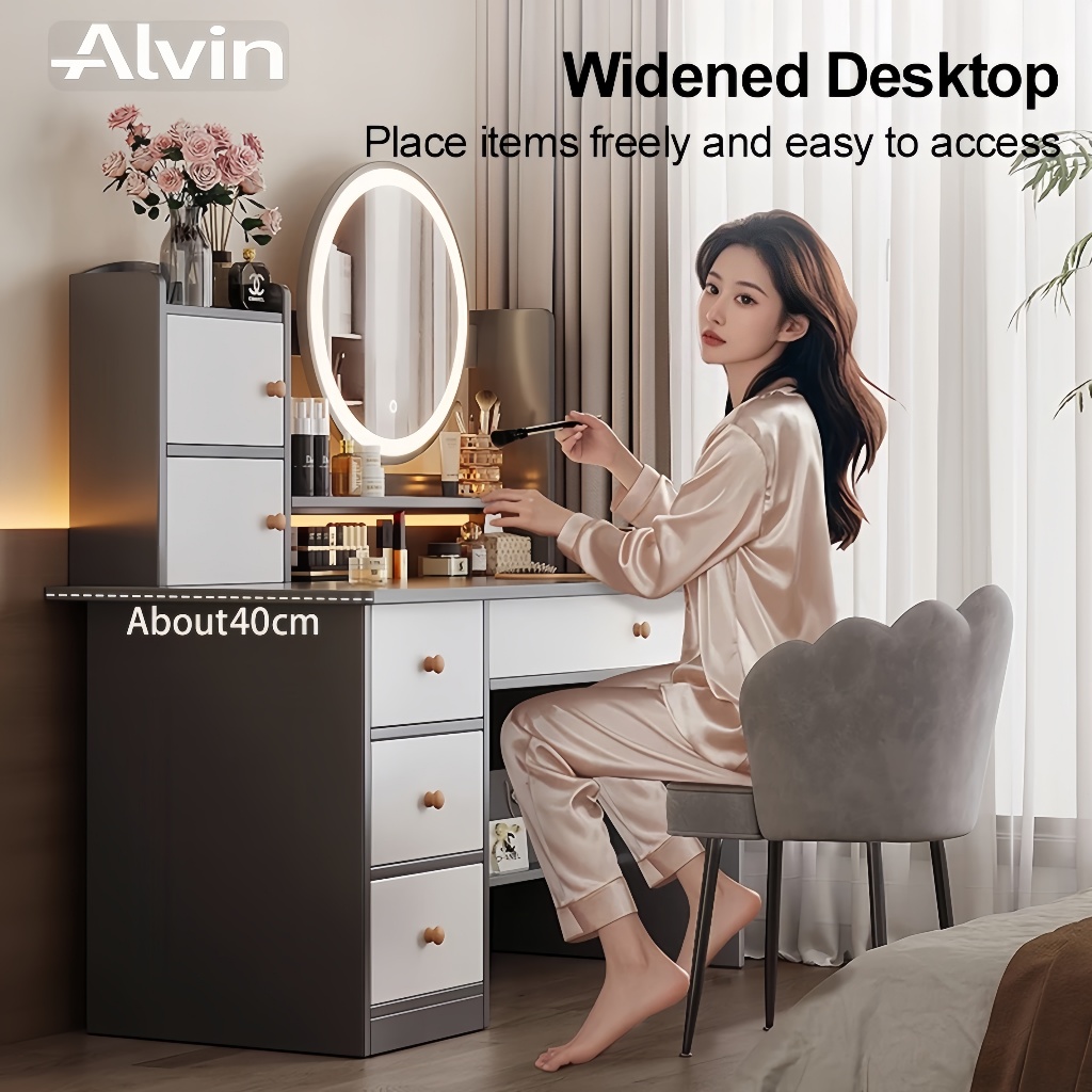 ALVIN Dressing Table Bedroom Minimalist Modern Ins Dressing Table Organizer Integrated Small Table - Image 4