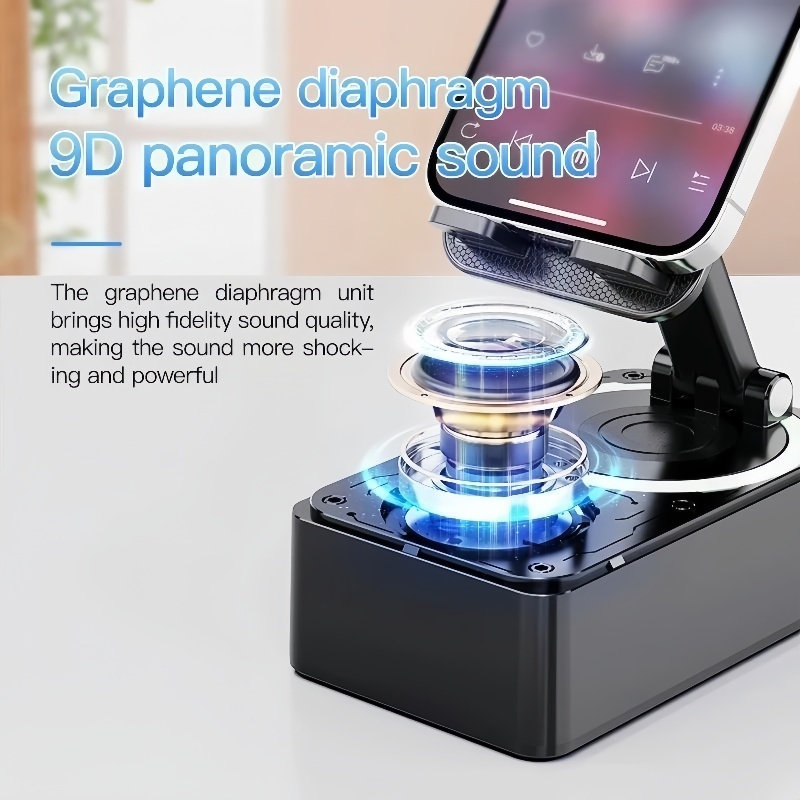 4in1 Phone Holder Portable Speaker with Mic Wireless Speaker Bluetooth with Powerbank360°Phone Stand - Image 7