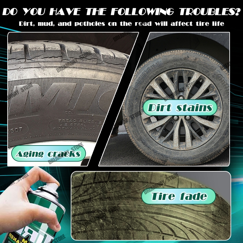 Car Tire Foam Cleaner Black Tire Wax Emulsion High Gloss Spray Cleaner Tire Polish - Image 4