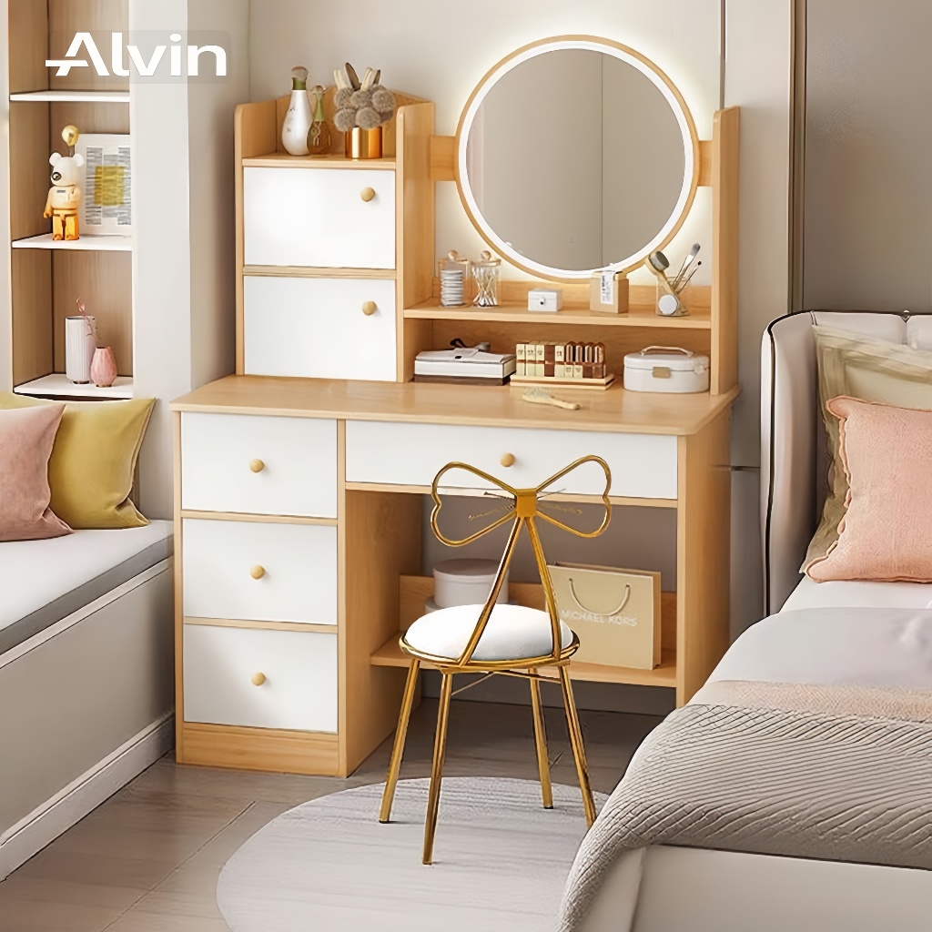 ALVIN Dressing Table Bedroom Minimalist Modern Ins Dressing Table Organizer Integrated Small Table - Image 2