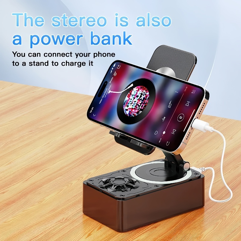 4in1 Phone Holder Portable Speaker with Mic Wireless Speaker Bluetooth with Powerbank360°Phone Stand - Image 5