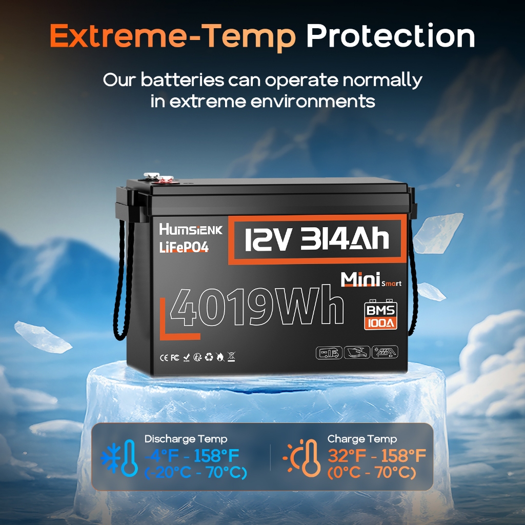 Humsienk 12V 314Ah 100Ah 50Ah Mini Bluetooth Lithium LiFePO4 Battery 200A BMS Solar Energy Battery - Image 6