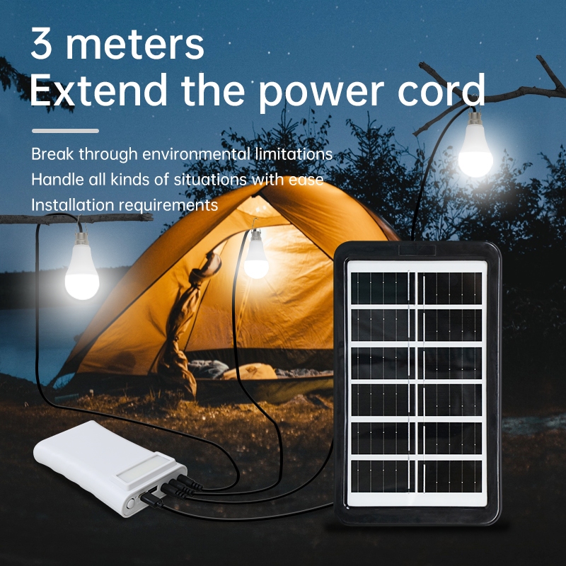 Fast Charging 6W 5V Solar Light Panel with 3 Bulbs Power Bank  Portable Waterproof Emergency Light — view 5