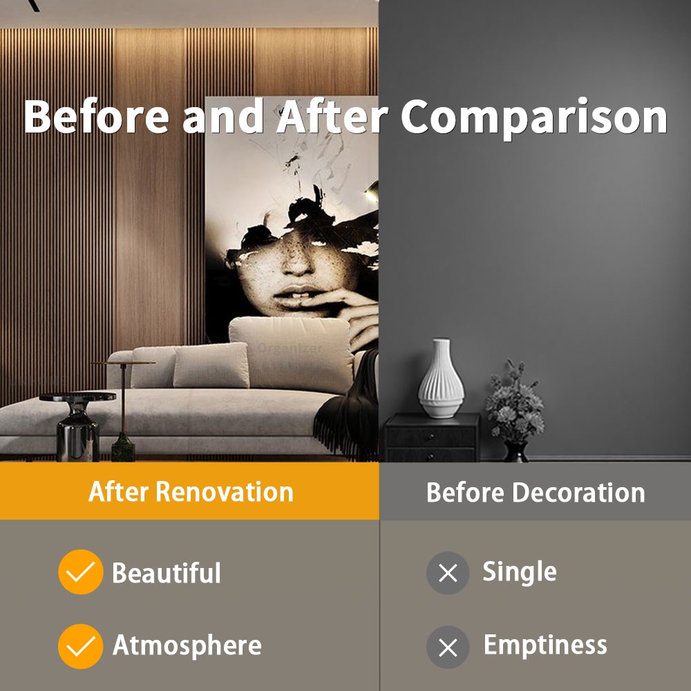 PVC Wall Panel Solid Wood Grain Waterproof No Tools Needed 3D Grille Design TV Wall Decor - Image 4