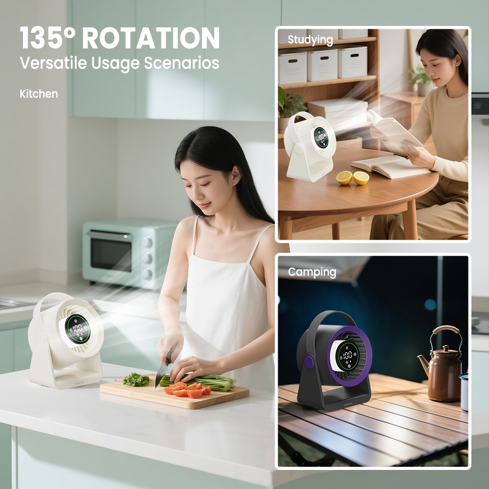 Orashare DF03L Max 20000mAh Rechargeable Desk Fan with LED Light 100 Gears Silent High Speed Fan - Image 8