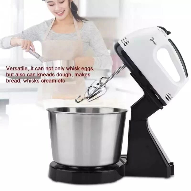 CQW Hand Mixer 7 Speed Electric Mixer with Stand and Stainless Bowl - Image 2