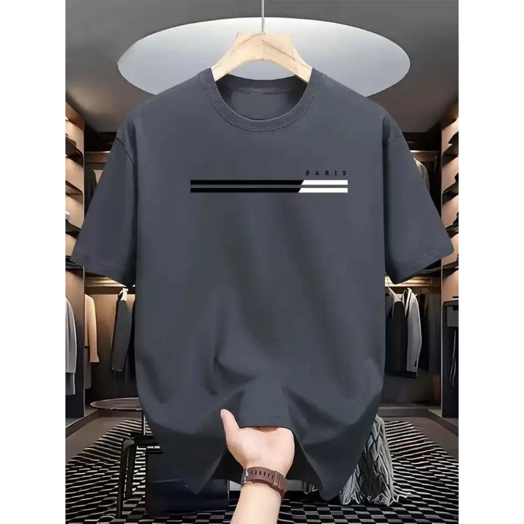 Men's Casual round Neck T-shirt Printed with Paris Letter Pattern Summer Short-Sleeved TopUnisex — view 2