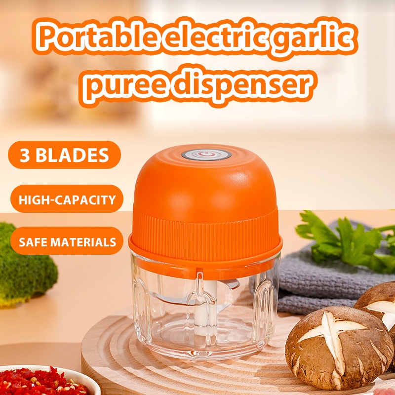 Portable electric garlic masher Food processor electric meat grinder 300ml Capacity meat grinder