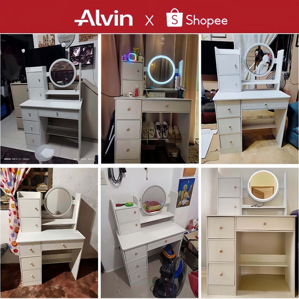 ALVIN Dressing Table Bedroom Minimalist Modern Ins Dressing Table Organizer Integrated Small Table - Image 8
