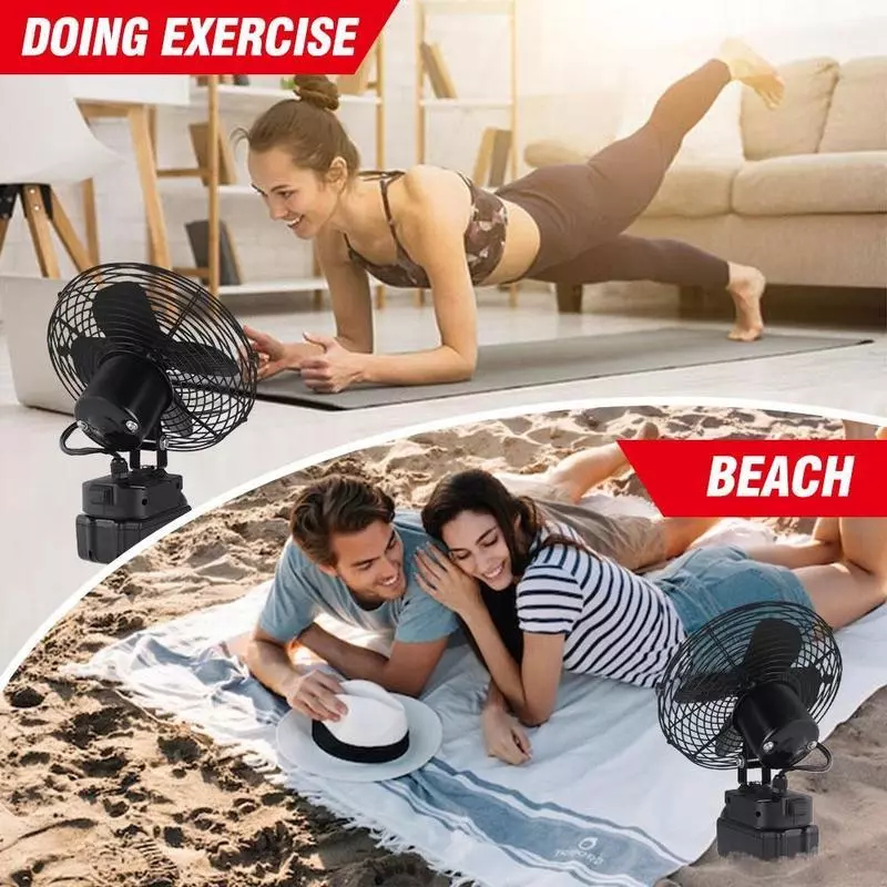 8inch Portable Cordless Fan Outdoor Desktop Cooling Fans Multi-purpose High Power Electric Fan 998V — view 2
