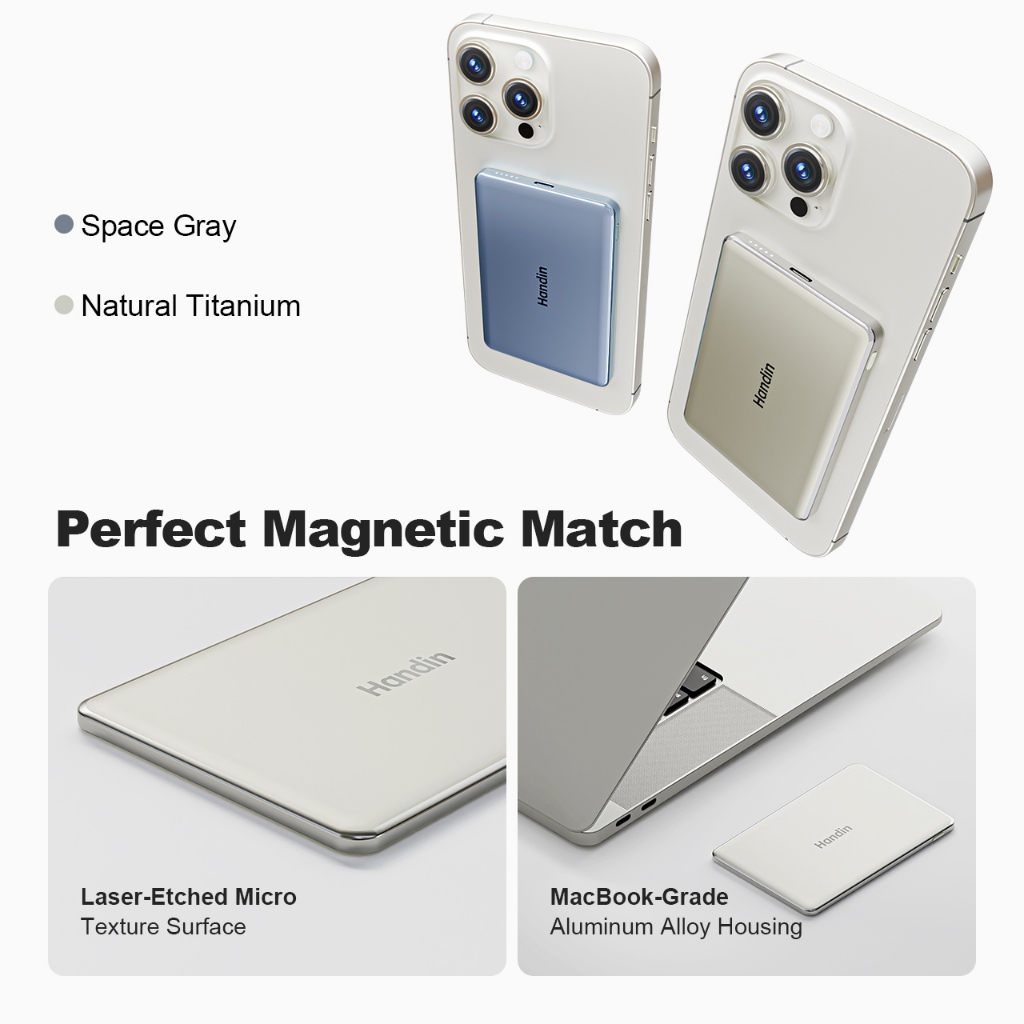 Handin 12000mAh Mini Ultrathin Magnetic Powerbank 22.5W Fast Charging Portable Wireless Typec For iP — view 4