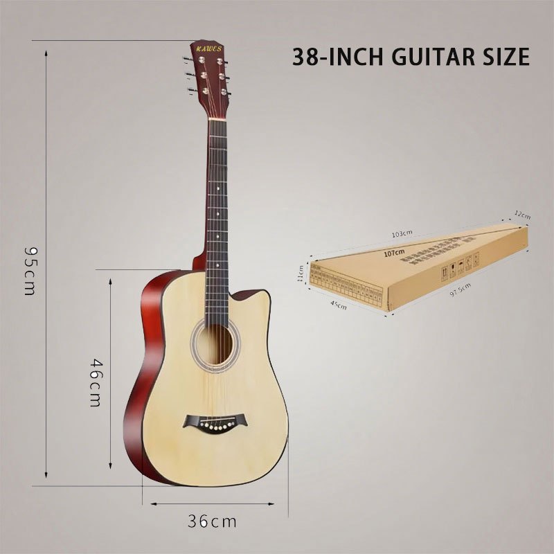 KAWES Guitar 38Inch Acoustic Guitar Set Low Action Gitara Original Suitable for Adult and Beginners - Image 2