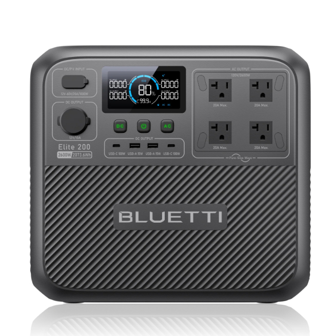 BLUETTI Solar Generator Elite 200 V2, 2073.6Wh LFP Battery Backup w/ 4 2600W AC Outlets — view 7