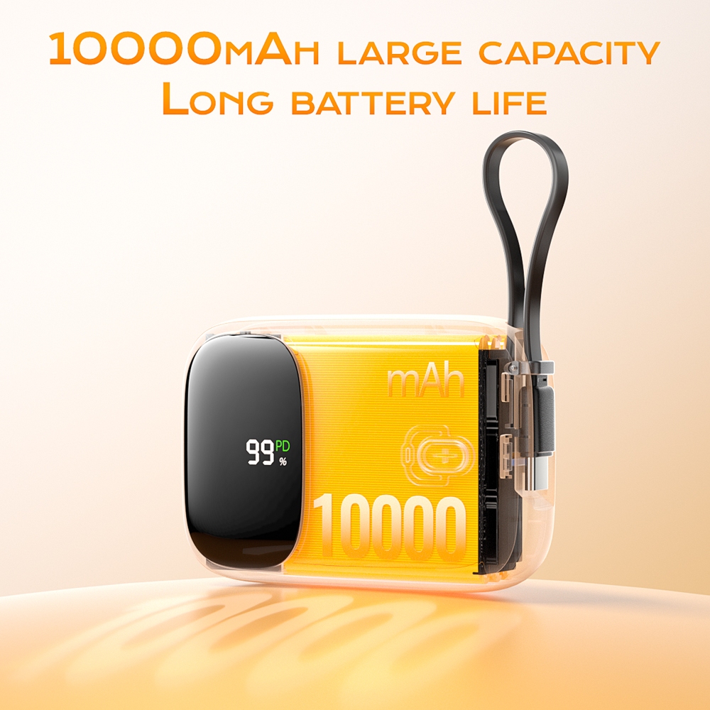 Rapoo RH10mPro/RH10ms Pro 10000mAh PD20W Light Ning and Type C Cable Powerbank with Cord QC3.0 22.5W - Image 7